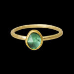 22k and 18k yellow gold ring with bezel set rose cut emerald by Fringe Gallery studio jeweler Petra Class