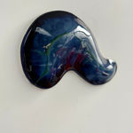 Glazed ceramic blue sculpture by Fringe Gallery artist Angela Okajima-Kempinas