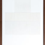 Framed white thread on paper work by Fringe Gallery artist Rebecca Messier