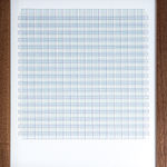 Framed blue thread on paper work by Fringe Gallery artist Rebecca Messier