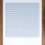 Framed blue thread on paper work by Fringe Gallery artist Rebecca Messier