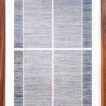 Framed blue thread on paper work by Fringe Gallery artist Rebecca Messier