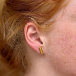22k and 18k yellow gold tube studs by Fringe Gallery studio jeweler Petra Class