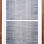 Framed blue thread on paper work by Fringe Gallery artist Rebecca Messier