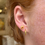 22k yellow gold and orange sapphire single stud earring by Fringe Gallery studio jeweler Nanci Modica