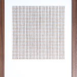 Framed tan thread on paper work by Fringe Gallery artist Rebecca Messier