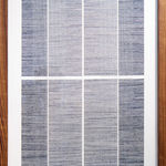 Framed blue thread on paper work by Fringe Gallery artist Rebecca Messier