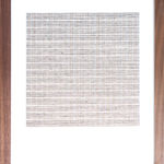 Framed tan thread on paper work by Fringe Gallery artist Rebecca Messier