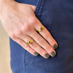 Yellow gold hammered ring with double diamonds by Fringe Gallery studio jeweler Petra Class