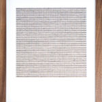 Framed tan thread on paper work by Fringe Gallery artist Rebecca Messier