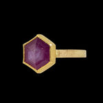 22k and 18k yellow gold ring with hexagonal star ruby by Fringe Gallery studio jeweler Petra Class