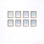 Series of framed blue thread on paper works by Fringe Gallery artist Rebecca Messier