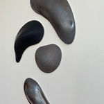 Glazed gray and black organic ceramic sculpture by Fringe Gallery artist Angela Okajima-Kempinas