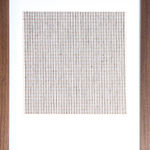Framed tan thread on paper work by Fringe Gallery artist Rebecca Messier