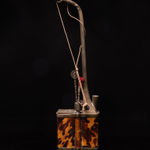 Chinese Water Pipe in Yellow Copper, decorated with Tortoiseshell Scales., 19th Century
