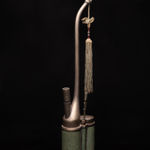 Chinese Water Pipe in Yellow Copper, decorated with Tortoiseshell Scales., 19th Century