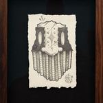 Drawing on paper of a GATS character with stars along his nose