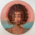 Portrait of a woman's face overlapping itself