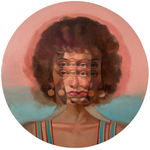 Portrait of a woman's face overlapping itself