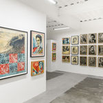 Installation view of Shepard Fairey's solo exhibition "FRACTURED" at Harman Projects, San Francisco