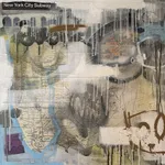 transit map covered with multi-media spray paint