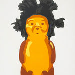 painting of a honey bear with the hair of basquiat