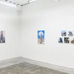 Installation view of Scott Listfield's exhibition "Extinction Stories" at Harman Projects, San Francisco. From left to right: "Duck and Cover," "Transamerica," "Megalodon," "Polar Bear," "Mammoth 2," "Triceratops 2," and "Brachiosaurus 2"