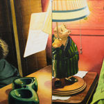 Painting of two people sleeping mirrored by eachother