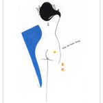 nude woman laying on her stomach with a cracked egg on her butt