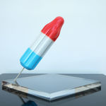 Derrick Adams sculpture "Cool Down" of a sculpture of a Bomb Pop popsicle in on stand