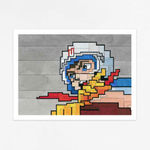 Adam Lister watercolor painting of Speed Racer in 8-bit graphic style