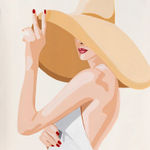 Orit fuchs painting of a woman in wide brim sun hat