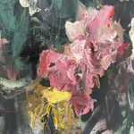 Sage Barnes flower painting on white background detail view