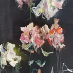 Sage Barnes floral composition arrangement 11 on black detail view