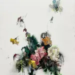 Sage Barnes flower painting on white background