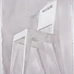 Ink drawing of simple wooden chair with 'Pressure' inscribed on the seat back