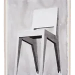 Framed ink drawing of a simple wooden chair