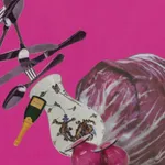 Image of Catachresis on paper #78 (head of radicchio, boca de jarro, teeth of the fork, neck of the bottle)