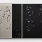 Image of Sitzender weiblicher Akt, Drei Skizzen eines Kindes, Kauernder Mädchenakt mit emporgezogenem linken Knie, 1938/2024 (Version I)