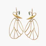 Gabriella Kiss, Butterfly Wing Earrings with Green Tourmaline