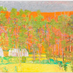 Wolf Kahn, Green Landscape with Greenhouses, 2012