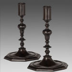 Pair of Turned Lignum Vitae Tapersticks