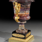 A Pair of Regency Ormolu Mounted Blue John Campana form Urns