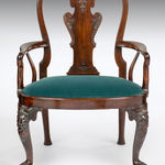 Coulborn antique 18th Century Chinese Export Carved Huang Huali Armchair