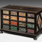 Ebony and Antique Marble-mounted Table Cabinet