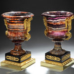 A Pair of Regency Ormolu Mounted Blue John Campana form Urns