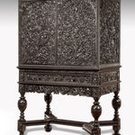 Pair Carved Ebony Cabinet on stand COROMANDEL COAST OR BATAVIA