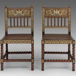 Pair of Regency Rosewood and 'Buhl' Marquetry Antiquarian Side Chairs