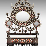 Anglo-Indian Ivory Mounted and Incised Lacquer Dressing Mirror