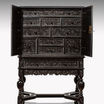 Pair Carved Ebony Cabinet on stand COROMANDEL COAST OR BATAVIA